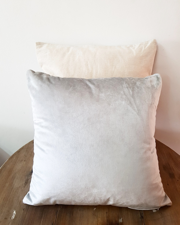 Velvet Linen Two texture Scatter pillow-SilverGre
